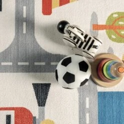 NuLOOM Carmina City Streets Machine Washable Kids Area Rug 3' X 5' In White Multi -Kids’ Furniture Store GUEST 9eb5749d 59b8 44fa 8b64 5791b703c119