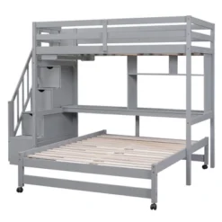Twin Over Full Bunk Bed With Storage Stairs, Desk, Shelves And Hanger - ModernLuxe -Kids’ Furniture Store GUEST 9f7cf04e 3f2d 4fb8 9930 82eaaf0daee3