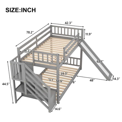 Twin Over Twin Bunk Bed With Convertible Slide And Stairway-ModernLuxe 3 Twin Over Twin Bunk Bed With Convertible Slide And Stairway-ModernLuxe - Image 3