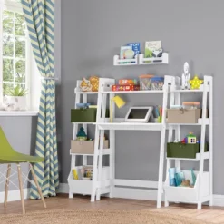 Kids' Desk With Ladder Shelf Storage And 2 Bonus Magnetic Art Display Bars White - RiverRidge Home -Kids’ Furniture Store GUEST a18ea58d 2f31 4883 bf1a 7c63e2644974