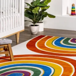 NuLOOM Classic Double Rainbow Machine Washable Kids Area Rug -Kids’ Furniture Store GUEST a275183a 0e40 40df a5b7 541202196c97