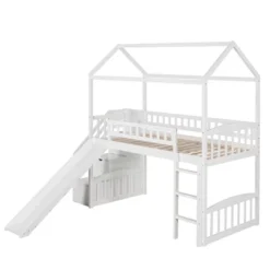 Twin Size House Shape Loft Bed With Two Drawers And Slide - ModernLuxe -Kids’ Furniture Store GUEST a2bdea58 5c3a 4551 852d ed6ac61ef356