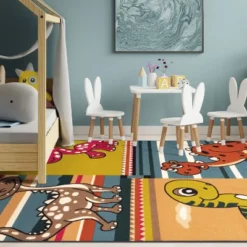 Dinoventure Dinosaurs Non-Slip Kids Playroom Decor Washable Indoor Area Rug By Blue Nile Mills -Kids’ Furniture Store GUEST a2be313b 5132 4b51 a0e3 f1671e23e370