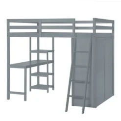 Full/ Twin Size Loft Bed With Wardrobe, Desk And Shelves-ModernLuxe -Kids’ Furniture Store GUEST a401cd50 af14 4496 9671 259138086d9f