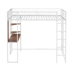 Twin Metal Loft Bed With 2 Shelves And Desk - ModernLuxe -Kids’ Furniture Store GUEST a437148a 4aa3 46c7 89ad 322aa27ada43
