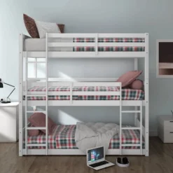 Twin Capri Wood Triple Bunk Bed White - Hillsdale Furniture -Kids’ Furniture Store GUEST a47cef0e eda5 42dc b62e f1cb7286bbdf
