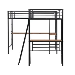Metal Twin Size Loft Bed With Two Built-in Desks, Black - ModernLuxe -Kids’ Furniture Store GUEST a53ca903 0631 4e86 8cbf 44bc776d722a