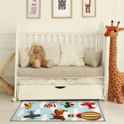 Non-Slip Airplane Modern Kid's Washable Indoor Area Rug - Blue Nile Mills -Kids’ Furniture Store GUEST a5505082 9938 46bb bd75 e8bfe38863d6