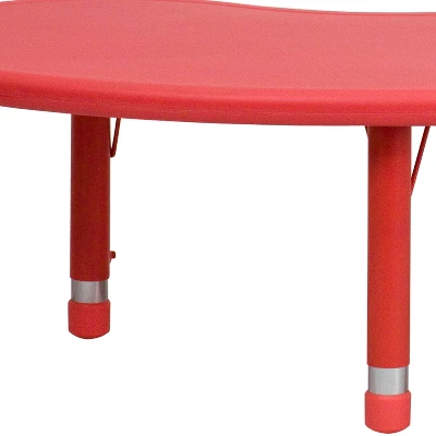 Flash Furniture 35"W X 65"L Half-Moon Plastic Height Adjustable Activity Table 4 Flash Furniture 35"W X 65"L Half-Moon Plastic Height Adjustable Activity Table - Image 4