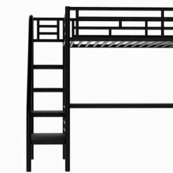 Metal Twin Size Loft Bed With Desk, Black - ModernLuxe -Kids’ Furniture Store GUEST a5f794d9 5e27 4bba abeb d40fb3449f71