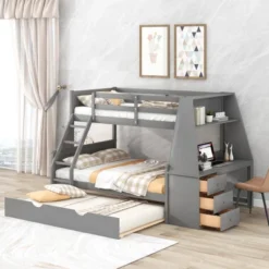 Twin Over Full Bunk Bed With Trundle, Built-in Desk, Three Storage Drawers And Shelf-ModernLuxe 16 Twin Over Full Bunk Bed With Trundle, Built-in Desk, Three Storage Drawers And Shelf-ModernLuxe -Kids’ Furniture Store GUEST a600ebea e714 42dc ac80 f0b4ea9dc5f0
