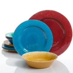 Gibson Studio California Mauna 12 Piece Assorted Crackle Decal Melamine Dinnerware Set -Kids’ Furniture Store GUEST a6fcb5a8 20f1 4b35 89fd 352033b510c1