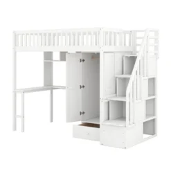 Twin Size Loft Bed With Shelf, Drawers, Desk And Wardrobe - ModernLuxe -Kids’ Furniture Store GUEST a7b7dae5 438b 406c 883b 245f00a4be46