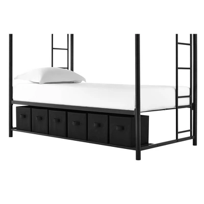 Twin Betony Bunk Bed With Storage Bins Black - Room & Joy 5 Twin Betony Bunk Bed With Storage Bins Black - Room & Joy - Image 5