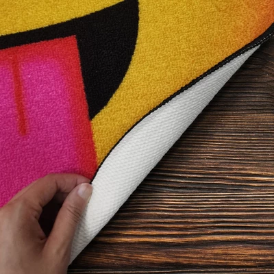 Deerlux Emoji Style Round Funny Smiley Face Kids Area Rug, Tongue Out Emoji Rug 4 Deerlux Emoji Style Round Funny Smiley Face Kids Area Rug, Tongue Out Emoji Rug - Image 4