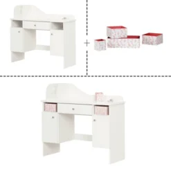 Vito Makeup Desk With Drawer Pure White/Pink - South Shore -Kids’ Furniture Store GUEST ab562318 a964 4fe2 936c 5f0103f989db