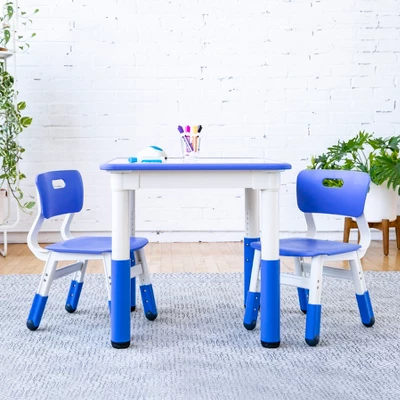 ECR4Kids Square Resin Dry-Erase Adjustable Activity Table With 2 Chairs (3-Piece Set) 3 ECR4Kids Square Resin Dry-Erase Adjustable Activity Table With 2 Chairs (3-Piece Set) - Image 3
