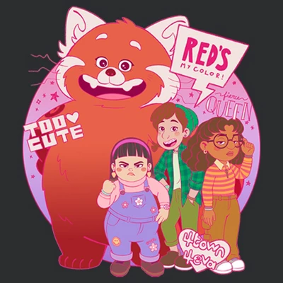 Women's Turning Red Too Cute Group Pose Racerback Tank Top 1 Women's Turning Red Too Cute Group Pose Racerback Tank Top