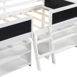 Twin Size Low Loft Bed With Two Removable Shelves, Ladder And Decorative Rail Chalkboard - ModernLuxe -Kids’ Furniture Store GUEST ac89bb0d d132 4649 ae47 c8cc63689b6f
