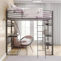 Andy Metal Loft Bed With Integrated Desk And Shelves - Room & Joy -Kids’ Furniture Store GUEST ac9f8af9 f47c 40b4 bcd6 b5fba08a8728