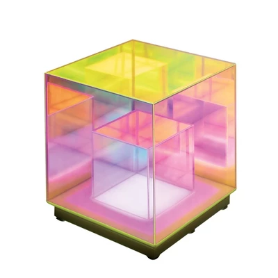 Teen Iridescent Acrylic LED Cube Novelty Table Lamp - West & Arrow 2 Teen Iridescent Acrylic LED Cube Novelty Table Lamp - West & Arrow - Image 2