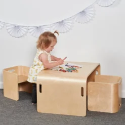 ECR4Kids Bentwood Multipurpose Table And Chair Set, Kids Furniture, Natural, 3-Piece -Kids’ Furniture Store GUEST ad8d4c09 e833 4eb1 8a75 ed673b409f81