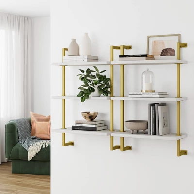 Theo Floating Shelf Gold/White - Nathan James 2 Theo Floating Shelf Gold/White - Nathan James - Image 2
