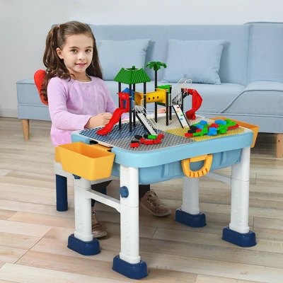 Costway 6 In 1 Kids Activity Table Set W/ Chair Toddler Luggage Building Block Table 3 Costway 6 In 1 Kids Activity Table Set W/ Chair Toddler Luggage Building Block Table - Image 3