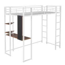 Twin Metal Loft Bed With 2 Shelves And Desk - ModernLuxe -Kids’ Furniture Store GUEST b08a08f1 8494 4248 9d96 bb3b61f867bb