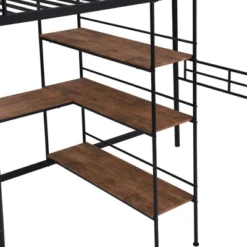 Twin Size Metal Loft Bed With Built-in Desk And Shelves - ModernLuxe -Kids’ Furniture Store GUEST b09738cb 4c72 4411 b923 ac9f045ad698