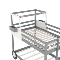 Twin Over Twin Car-Shaped Bunk Bed With Wheels, Drawers And Shelves, Gray - ModernLuxe 17 Twin Over Twin Car-Shaped Bunk Bed With Wheels, Drawers And Shelves, Gray - ModernLuxe -Kids’ Furniture Store GUEST b0ccdb0a 82ee 4cd7 a70c d80c7fffd0b5