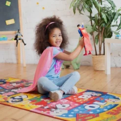KC CUBS | Justice League Girls Kids Hopscotch Number Counting Educational Learning & Game Play Nursery Bedroom Classroom Rug Carpet, 2' 7" X 6' 0" -Kids’ Furniture Store GUEST b1266aaf 6f3e 4e01 a7f6 c9d1a2f3bb26