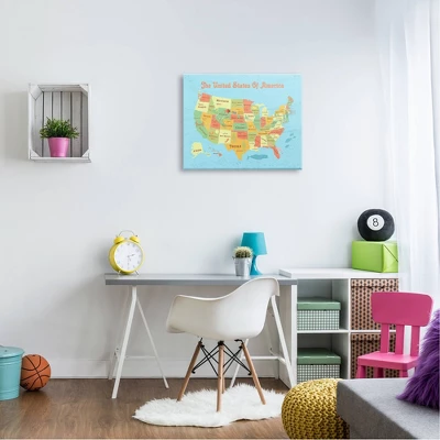 24"x1.5'x30" United States Of America Usa Kids' Map Oversized Stretched Canvas Wall Art - Stupell Industries 2 24"x1.5'x30" United States Of America Usa Kids' Map Oversized Stretched Canvas Wall Art - Stupell Industries - Image 2