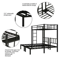Twin Over Twin Metal Triple Bunk Bed With Ladder, Black-ModernLuxe 18 Twin Over Twin Metal Triple Bunk Bed With Ladder, Black-ModernLuxe -Kids’ Furniture Store GUEST b2d3d91e 1196 47e7 830d 3e5a5235a17e