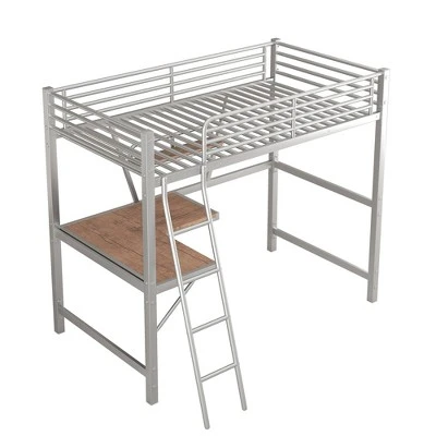 Twin Size Loft Metal Bed With Desk And Shelves - ModernLuxe 3 Twin Size Loft Metal Bed With Desk And Shelves - ModernLuxe - Image 3