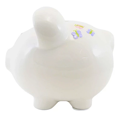Bank Giddy Up Horse Piggy Bank - One Bank 7.5 Inches - Flowers Insects - 36913 - Ceramic - White 2 Bank Giddy Up Horse Piggy Bank - One Bank 7.5 Inches - Flowers Insects - 36913 - Ceramic - White - Image 2