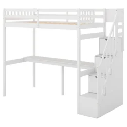 Twin Size Loft Bed With Storage Staircase And Built-in Desk-ModernLuxe -Kids’ Furniture Store GUEST b450d77c 6546 48ad a983 c317c90f9f59