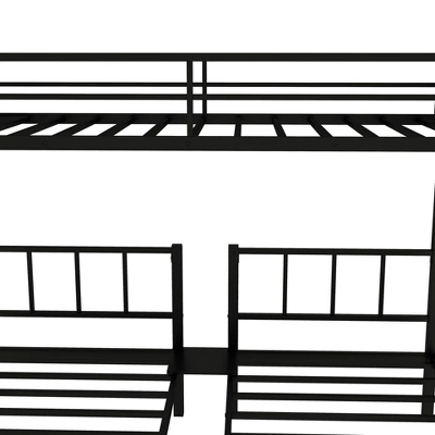 Twin Over Twin Metal Triple Bunk Bed With Ladder, Black-ModernLuxe 13 Twin Over Twin Metal Triple Bunk Bed With Ladder, Black-ModernLuxe - Image 13