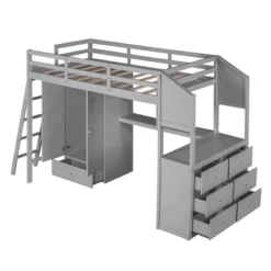 Twin Size Loft Bed With Wardrobe, Drawers And Desk With Shelves - ModernLuxe -Kids’ Furniture Store GUEST b491be01 c4f6 4449 a95c e87999b37070
