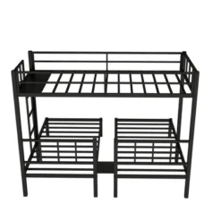 Twin Over Twin Metal Triple Bunk Bed With Ladder, Black-ModernLuxe 22 Twin Over Twin Metal Triple Bunk Bed With Ladder, Black-ModernLuxe -Kids’ Furniture Store GUEST b5903270 99f9 40ba 898e 65c549c8ed7b