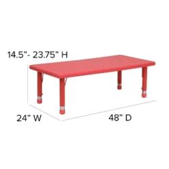 Emma And Oliver 24"W X 48"L Rectangular Plastic Height Adjustable Activity Table Set With 6 Chairs -Kids’ Furniture Store GUEST b599da98 3e0d 474f 9033 b600afae5d59