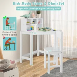 Costway Kids Corner Desk & Chair Set Wooden Study Writing Workstation With Storage & Hutch -Kids’ Furniture Store GUEST b5e0822d f3f7 48e6 bb90 1eb05b43e364