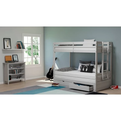 Twin To King Augusta Extending Day Bed With Bunk Bed And Storage Drawers Dove Gray - Alaterre Furniture 5 Twin To King Augusta Extending Day Bed With Bunk Bed And Storage Drawers Dove Gray - Alaterre Furniture - Image 5