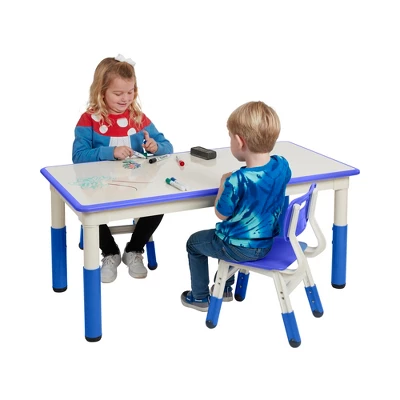 ECR4Kids Rectangle Dry-Erase Activity Table With 2 Adjustable Chairs, 3-Piece 2 ECR4Kids Rectangle Dry-Erase Activity Table With 2 Adjustable Chairs, 3-Piece - Image 2