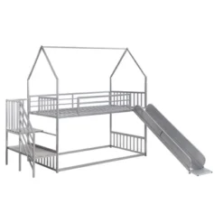 Twin Over Twin Metal Bunk Bed House Bed With Slide And Staircase-ModernLuxe 15 Twin Over Twin Metal Bunk Bed House Bed With Slide And Staircase-ModernLuxe -Kids’ Furniture Store GUEST b988d43d 5193 4099 9f40 8647453ed70f
