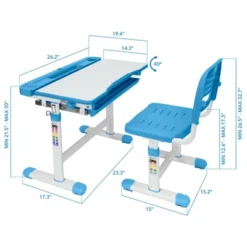 Mount-It! Kids Desk And Chair Set | Height Adjustable Ergonomic Children's School Workstation With Storage Drawer | Blue -Kids’ Furniture Store GUEST b9b29310 56c7 4ca8 9a43 3f963facdd3e