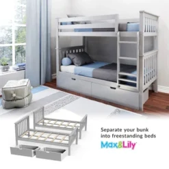 Max & Lily Twin Over Twin Bunk Bed With Under Bed Storage Drawers -Kids’ Furniture Store GUEST b9b6a43a 83d4 4e82 ac21 7890192edc63