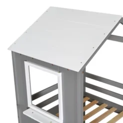 Twin Over Twin Wood Bunk Bed With Roof, Window, Guardrail, And Ladder-ModernLuxe -Kids’ Furniture Store GUEST ba533cb5 d588 462b b69e 4bfc3cabbd39