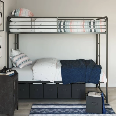 Twin Betony Bunk Bed With Storage Bins Black - Room & Joy 2 Twin Betony Bunk Bed With Storage Bins Black - Room & Joy - Image 2