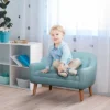 Qaba 2-Seat Kids Sofa Linen Fabric And Wooden Frame Sofa For Kids And Toddlers Ages 3-7, 11" High Seat